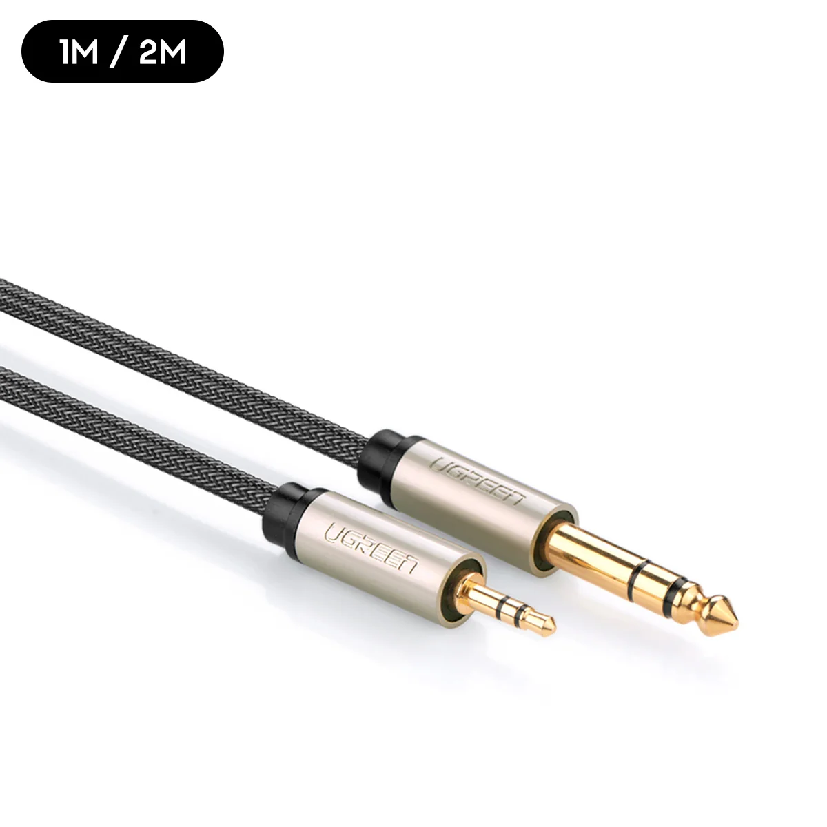Ugreen 3.5mm Male To 6.35mm TRS Stereo Audio Cable - (Gray) (1M, 2M)