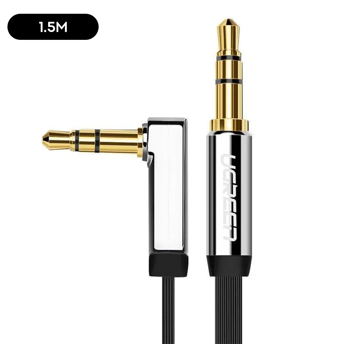 Ugreen 3.5mm Male to Male Angled Flat Cable (Black) (1M, 1.5M) - Image 7