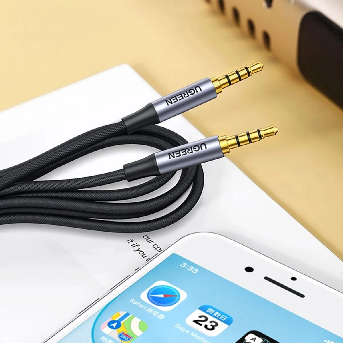 Ugreen 3.5mm Male To Male Audio Cable - (1m, 1.5m, 2m, 3m) (Gray) - Image 5