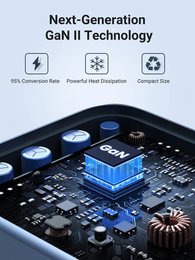 UGreen 3-Port (USB-A + 2 USB-C) 65W Gan Tech Fast Charger (Black) (CD244/10334) - Image 8