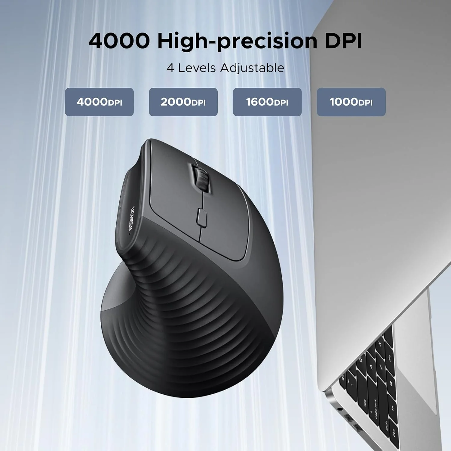 Ugreen 4000DPI Wireless Vertical Mouse (Black) (M571/55916) - Image 4