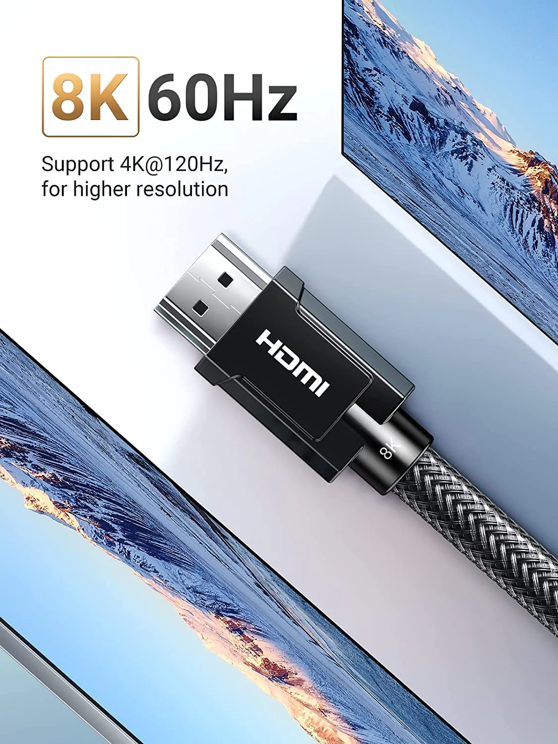 UGreen 8K HDMI 2.1 Male To Male Round Cable With Braided 2M (Grey) (HD135/70321) - Image 8