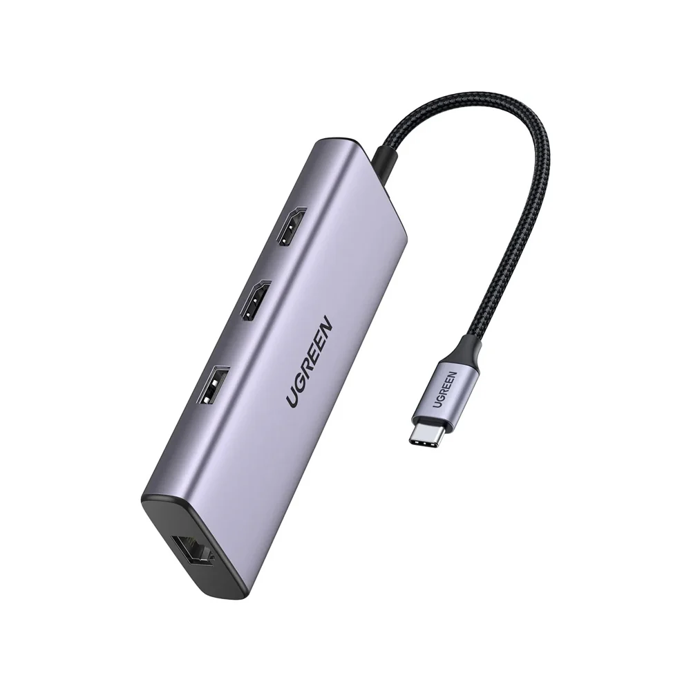 UGreen 9-in-1 Multifunction Adapter USB-C to 2xUSB 3.0 + USB 2.0 + 2xHDMI 4K/60Hz + SD + TF + RJ45 + PD (CM490/90119)