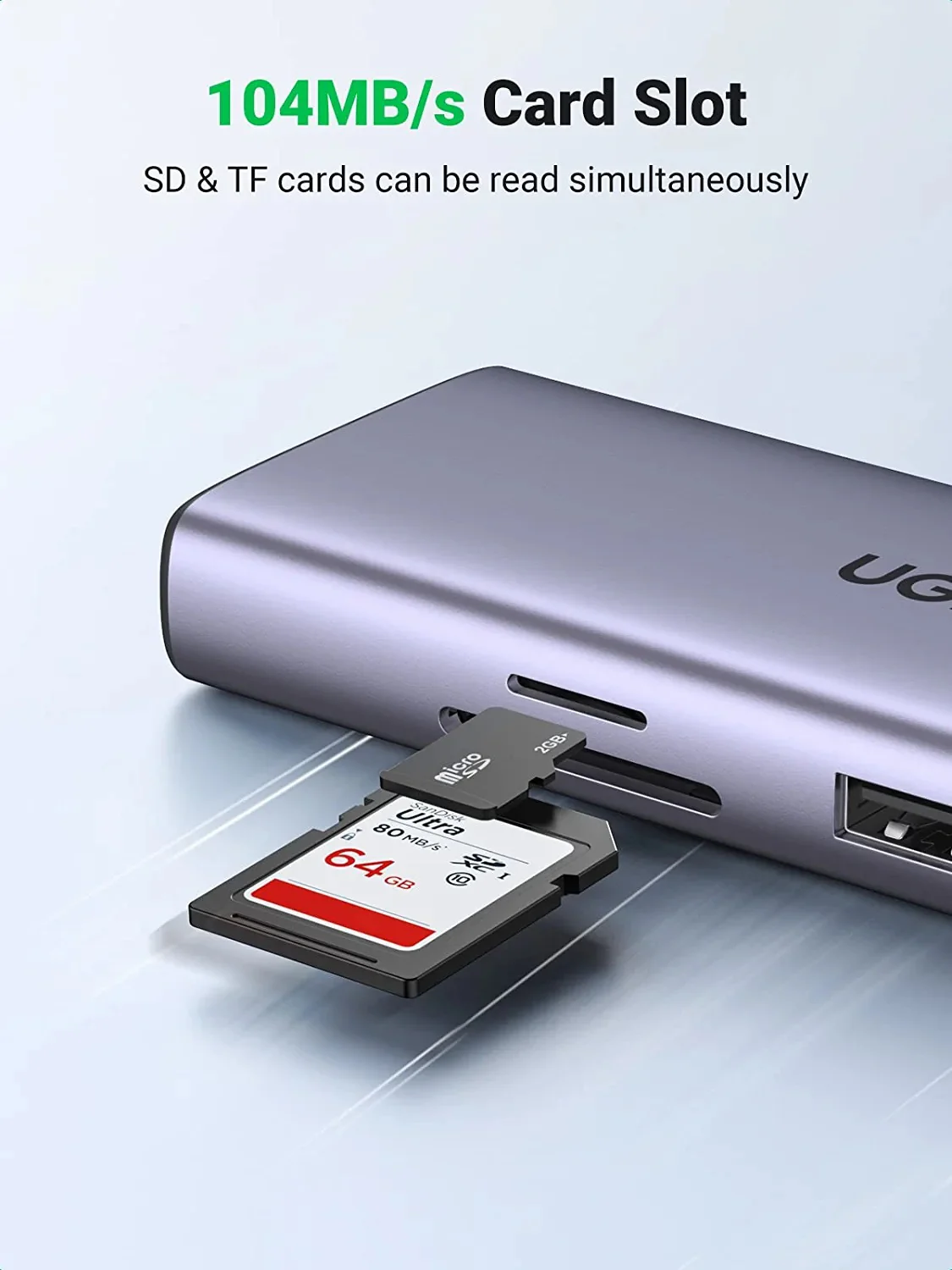 UGreen 9-in-1 Multifunction Adapter USB-C to 2xUSB 3.0 + USB 2.0 + 2xHDMI 4K/60Hz + SD + TF + RJ45 + PD (CM490/90119) - Image 3