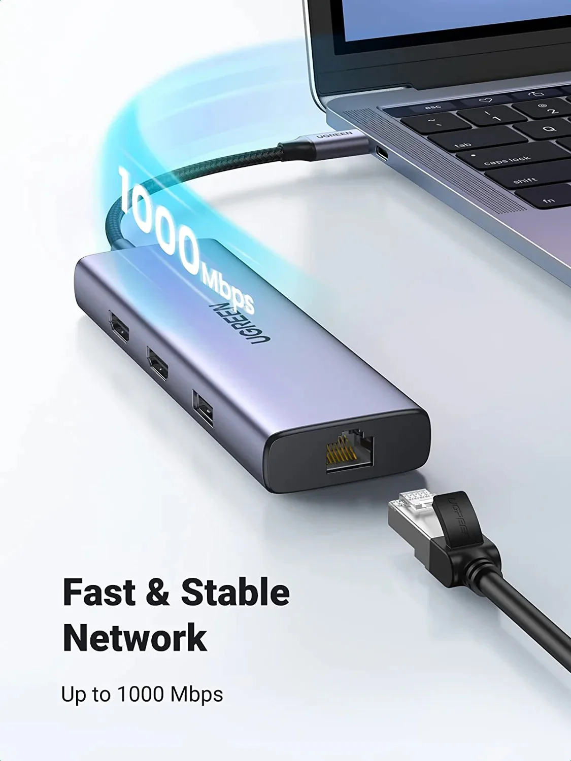 UGreen 9-in-1 Multifunction Adapter USB-C to 2xUSB 3.0 + USB 2.0 + 2xHDMI 4K/60Hz + SD + TF + RJ45 + PD (CM490/90119) - Image 4