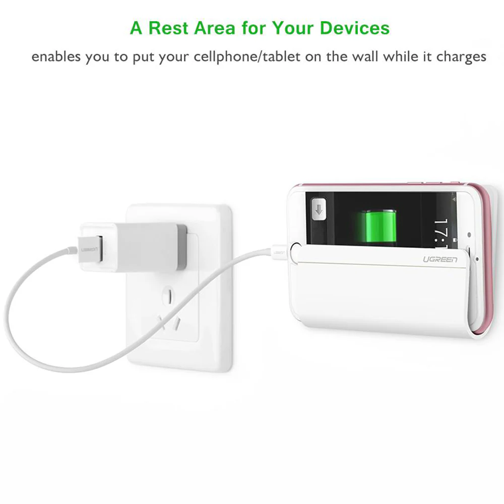 UGreen Adhesive Wall Mount Cellphone Charging Holder (White) (LP108/30394) - Image 3