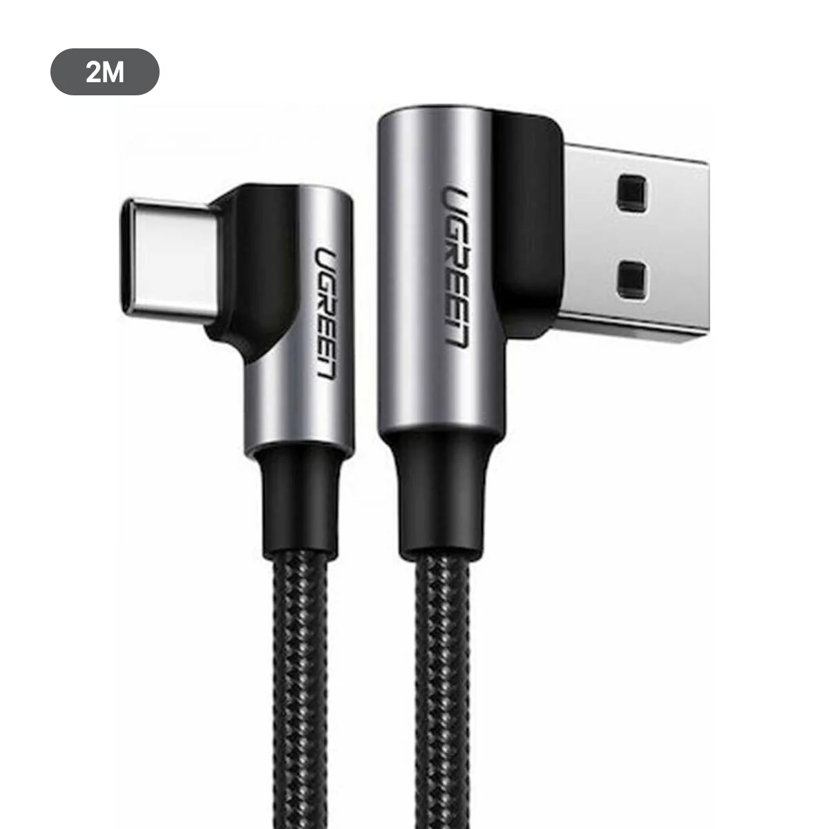 Ugreen Angled USB-C Male to Angled USB 2.0 A Male 3A Data Cable (Black) (0.5m, 2m) (US176) - Image 7