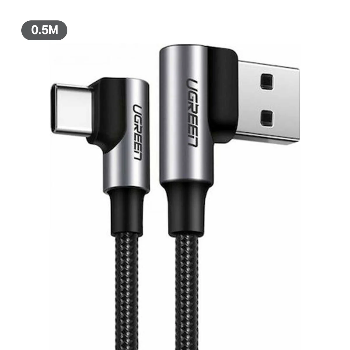 Ugreen Angled USB-C Male to Angled USB 2.0 A Male 3A Data Cable (Black) (0.5m, 2m) (US176) - Image 8