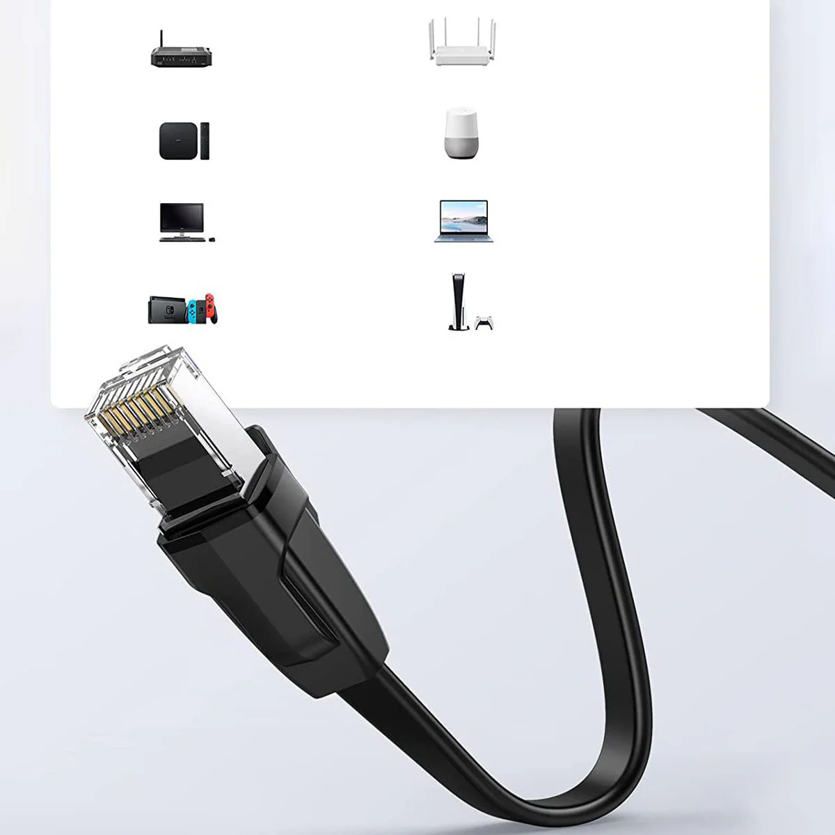 UGreen CAT6 UTP Flat Ethernet Cable - 0.5m (Black) (NW102/50172) - Image 4