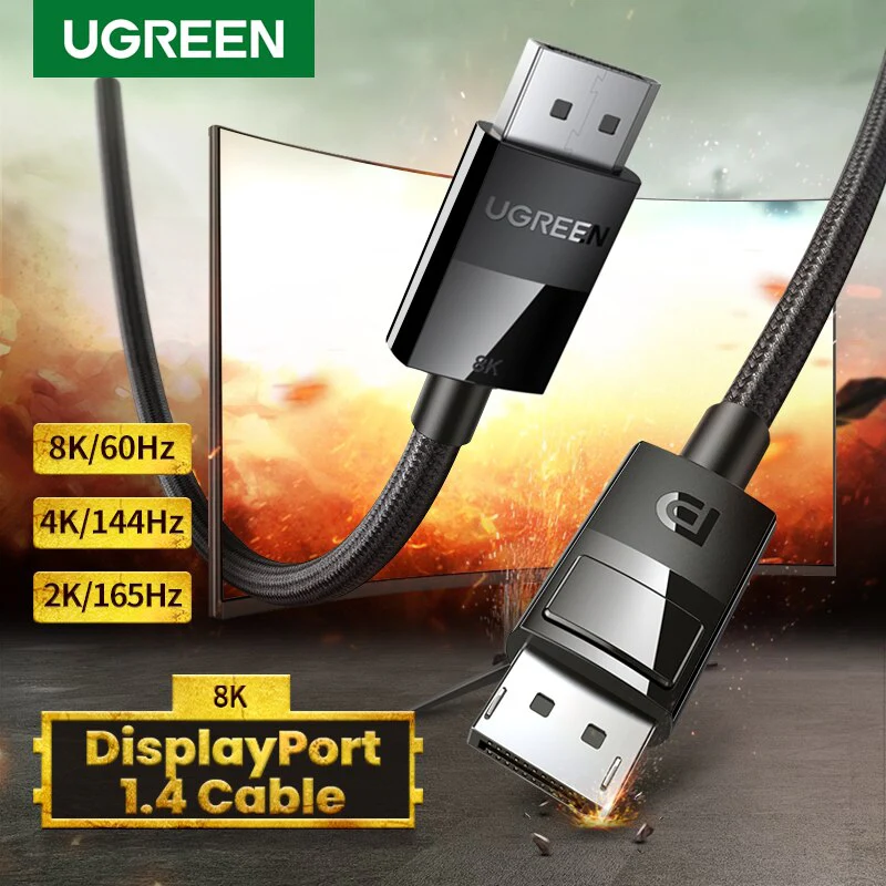 Ugreen DP 1.4 Male to Male Plastic Case Braided Cable - 1M (DP114/80390) - Image 3