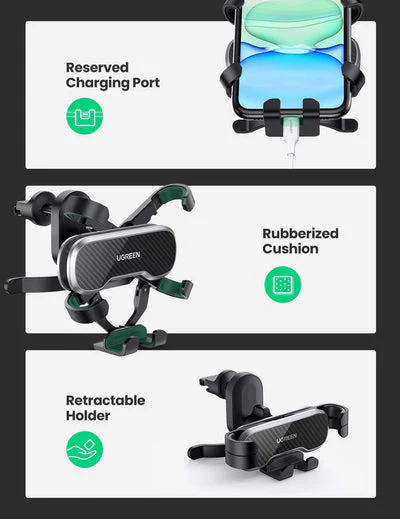 UGreen Gravity Phone Holder For Car With Hook (Black) (LP228/80871) - Image 2