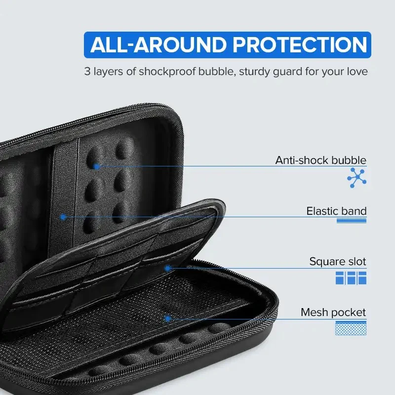 UGreen Hard Disk & Accessory Multi-Functional Storage Bag - Large Size (Black) (LP128/50274) - Image 4