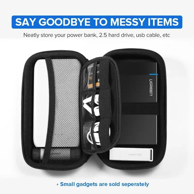 UGreen Hard Disk & Accessory Multi-Functional Storage Bag - Large Size (Black) (LP128/50274) - Image 5
