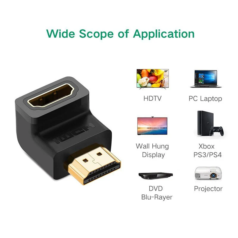 Ugreen HDMI 4K Male to Female Down-Angled Adapter (HD112/20109) - Image 3