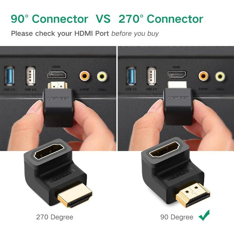 Ugreen HDMI 4K Male to Female Down-Angled Adapter (HD112/20109) - Image 5