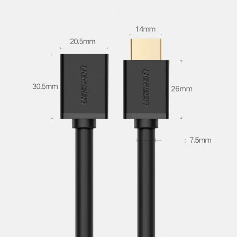 UGreen HDMI Male To Female Extension Cable - 5m (Black) (HD107/10146) - Image 3