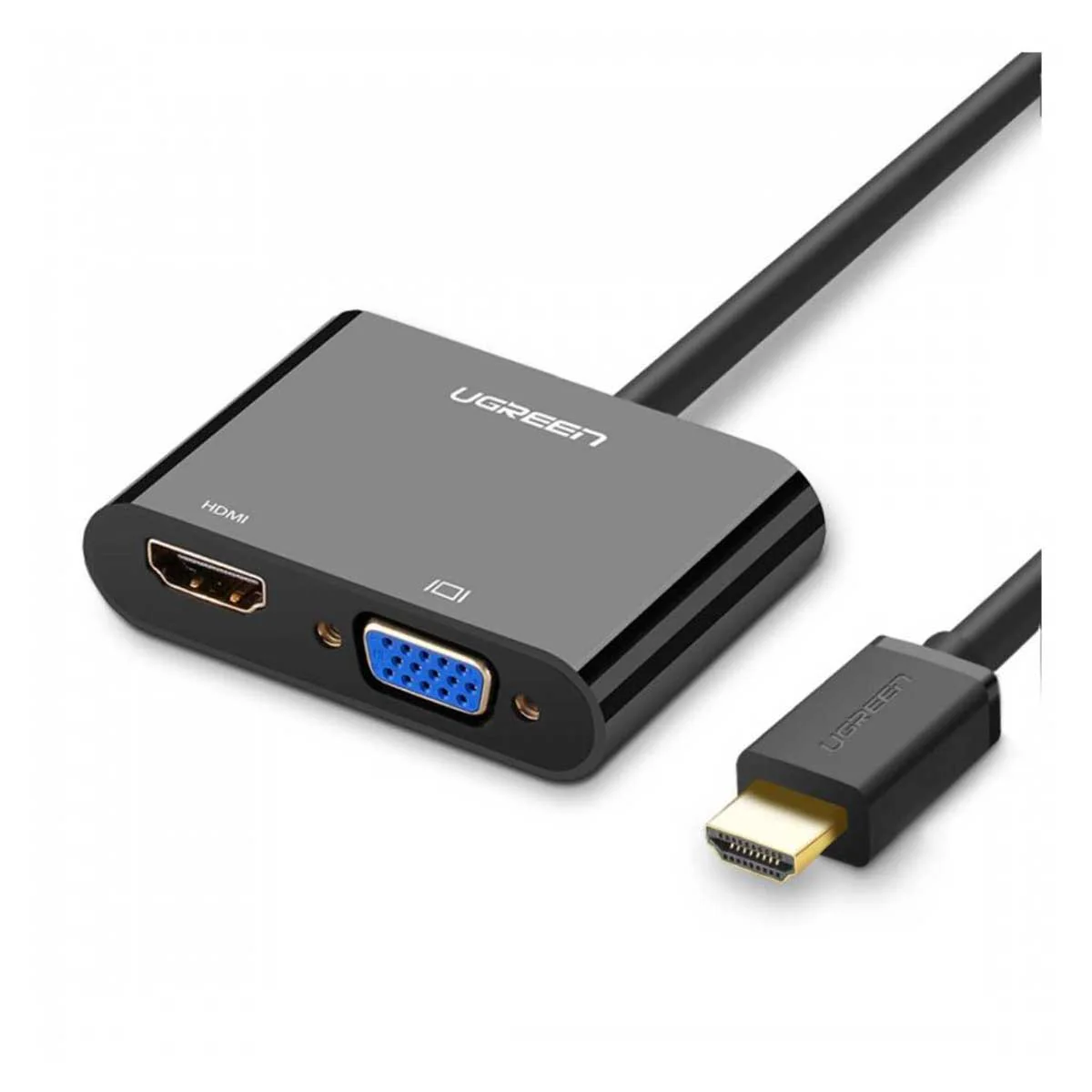 UGreen HDMI To HDMI And VGA Converter - 30cm (Black) (CM101/40744)