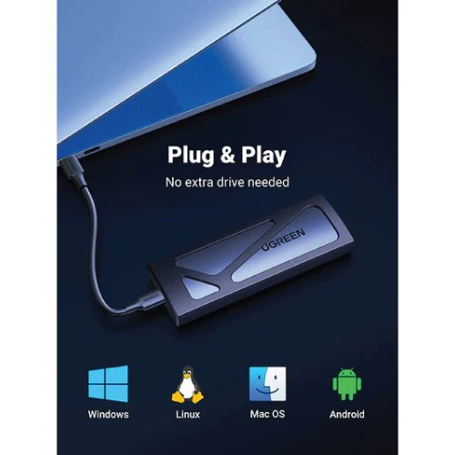 UGreen M.2 NVMe Hard Drive Enclosure - 10Gbps (Black) (CM578/15512) - Image 4