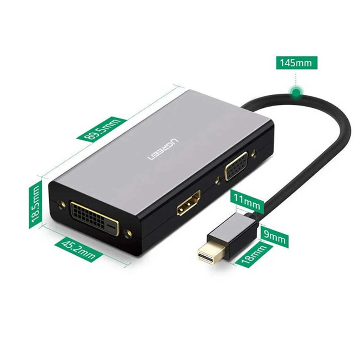 UGREEN Mini DP To HDMI/ VGA/DVI Converter - 13.3cm (Black) (MD114/20418) - Image 5