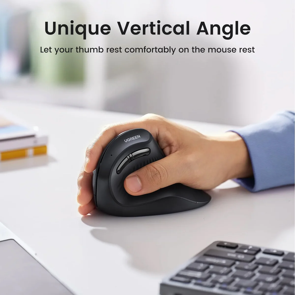 Ugreen Multi-Mode 4000DPI Mini Wireless Vertical Mouse (Black) (MU008Smini/85310) - Image 7