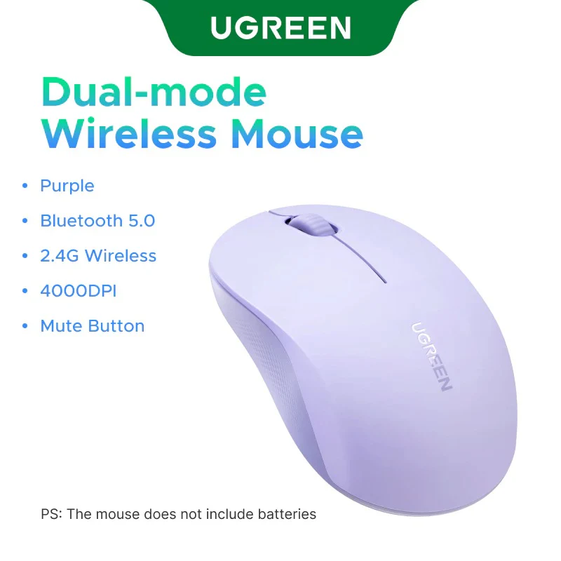 Ugreen Multi-Mode 4000DPI Wireless Mouse (Pink, Purple, Gray) (M331/65625, 65626, 65627) - Image 12