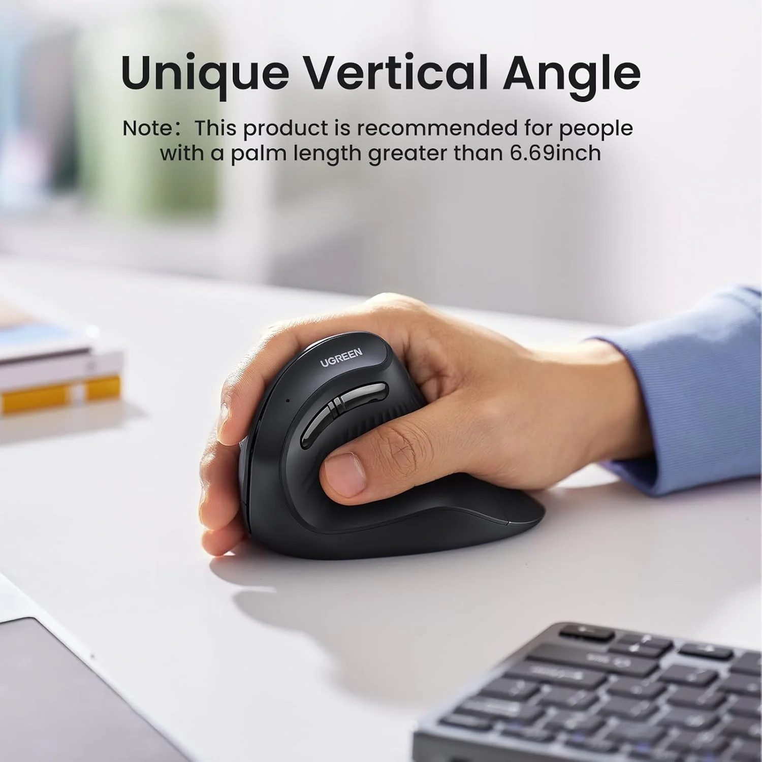 Ugreen Multi-Mode 4000DPI Wireless Vertical Mouse (Black, White) (MU008/25444, 45759) - Image 4