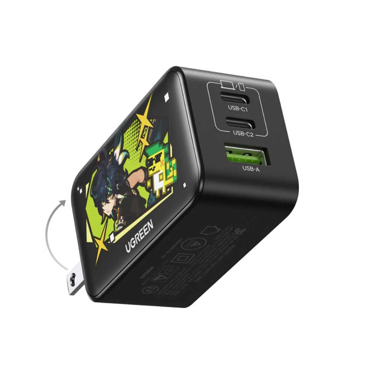 Ugreen Nexode 3-Port 2xUSB-C + 1xUSB-A 65W Gan Fast Charger Genshin Impact Ed. (CD244/10334GI) - Image 2