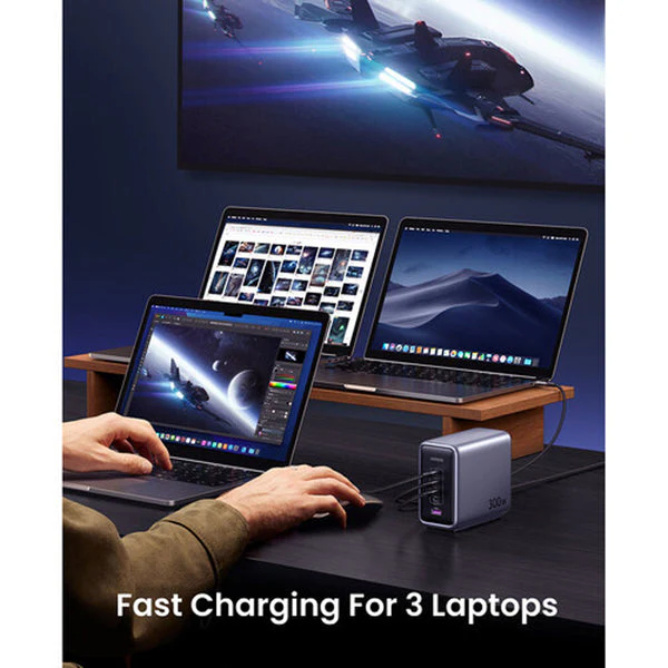 UGreen Nexode 300W 5-Port PD GAN Fast Charger (Black) (CD333/90872B) - Image 5
