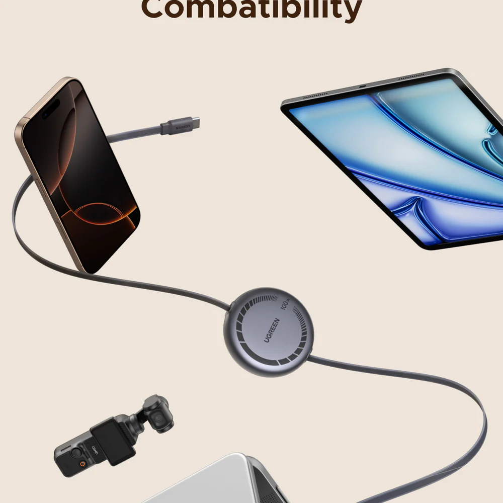 Ugreen Nexode USB-C to USB-C 100W PD Fast Charging Retractable Cable - 1m (L531/65905) - Image 2