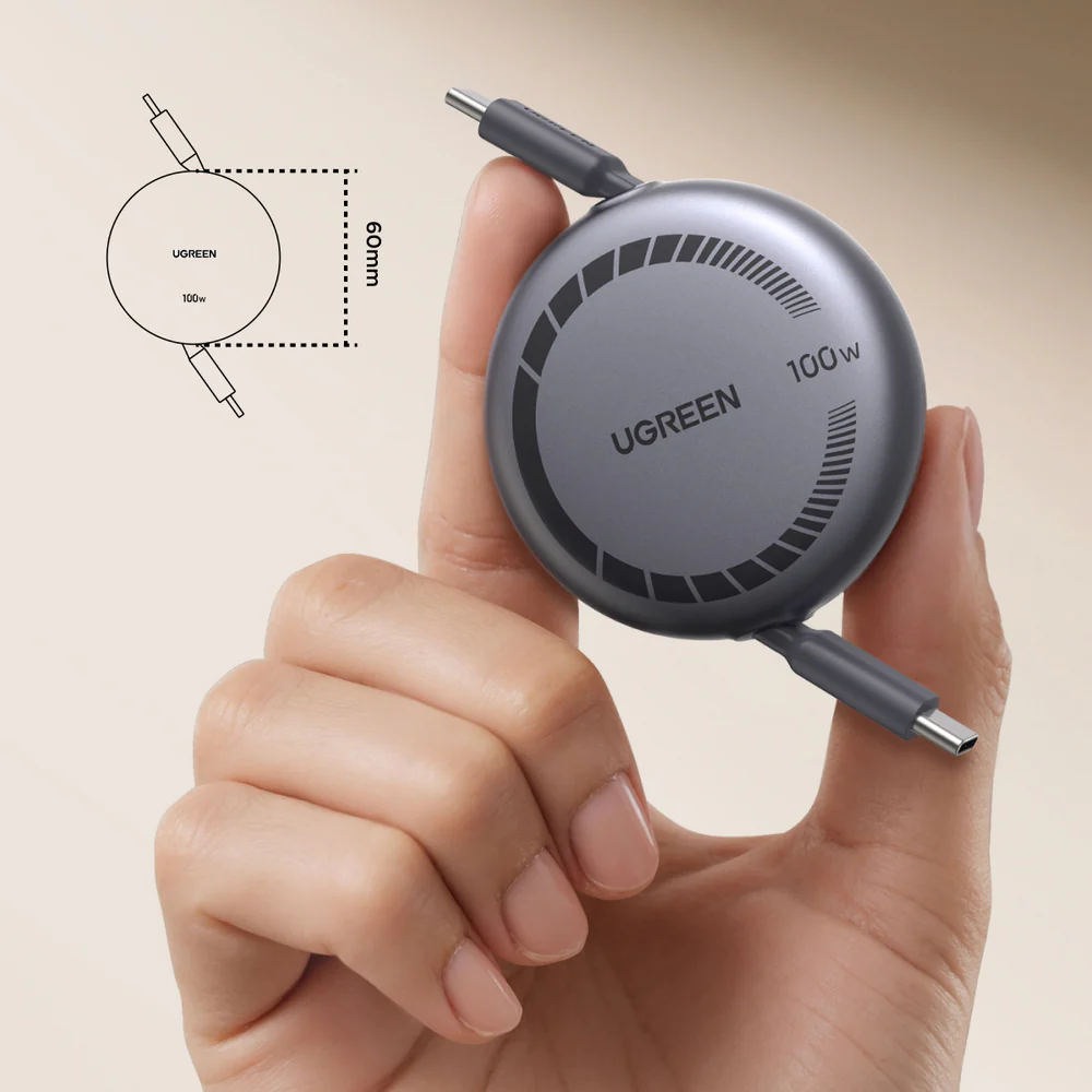 Ugreen Nexode USB-C to USB-C 100W PD Fast Charging Retractable Cable - 1m (L531/65905) - Image 5
