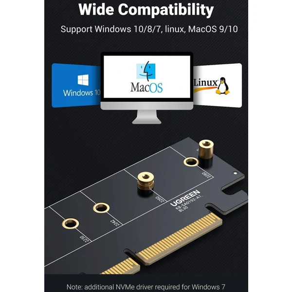 Ugreen PCIe Gen 4 x16 to M.2 NVMe Expansion Card (CM465/30715) - Image 3