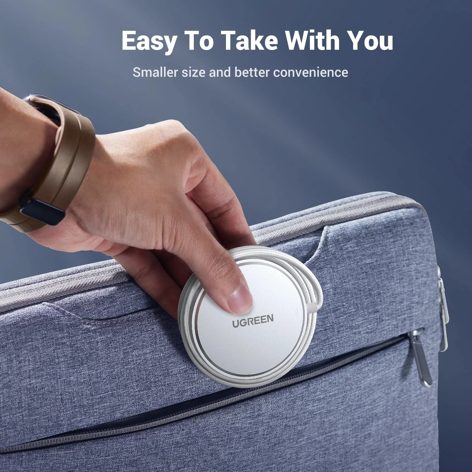Ugreen Qi2 15W Magnetic Wireless Charger for iPhone & AirPods (Silver) (W703/35565) - Image 4