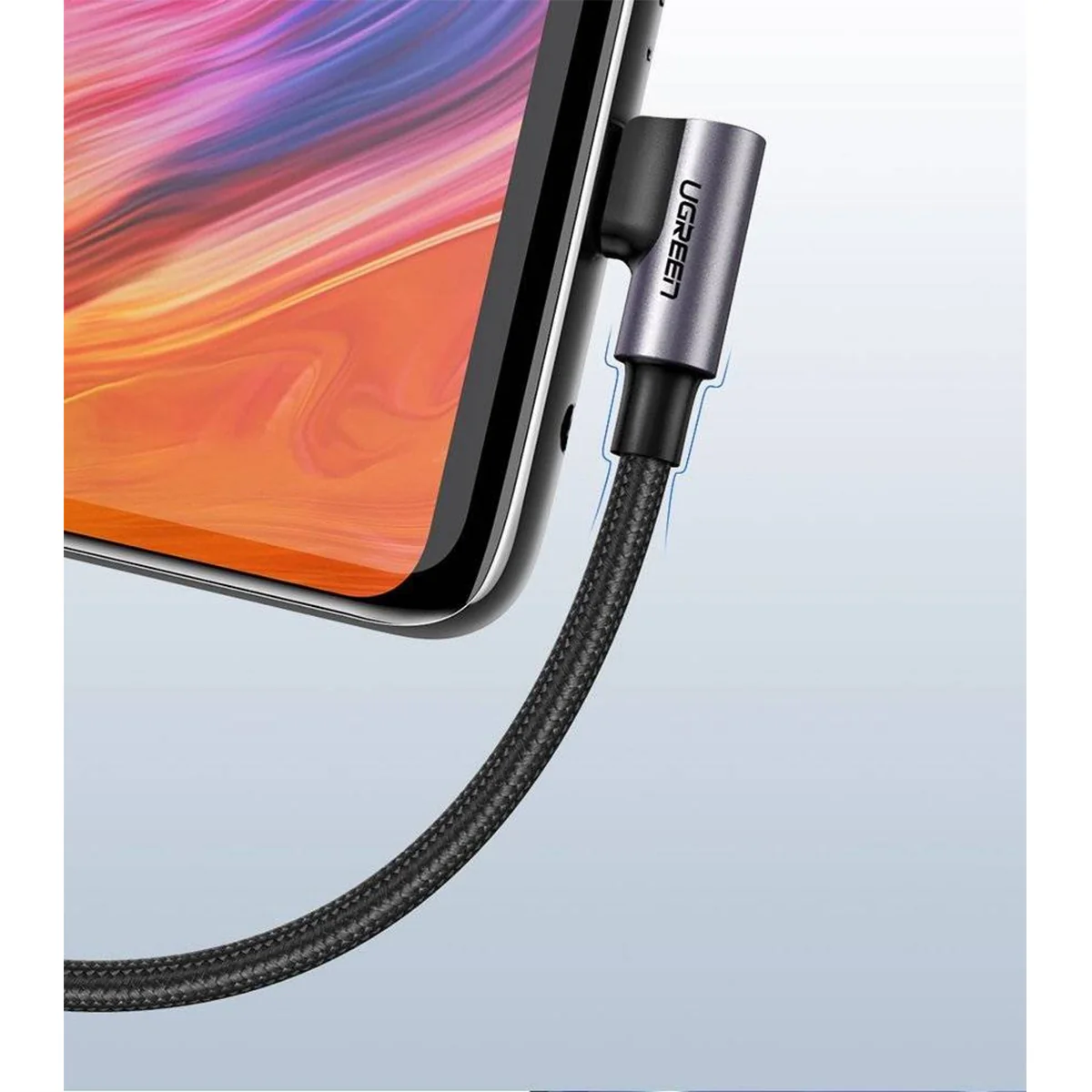Ugreen Right Angle USB-A to USB-C Data Cable - 2m (Space Gray) (US284/50942) - Image 2