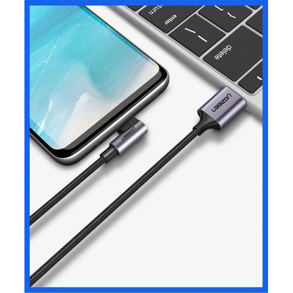 Ugreen Right Angle USB-A to USB-C Data Cable - 2m (Space Gray) (US284/50942) - Image 4