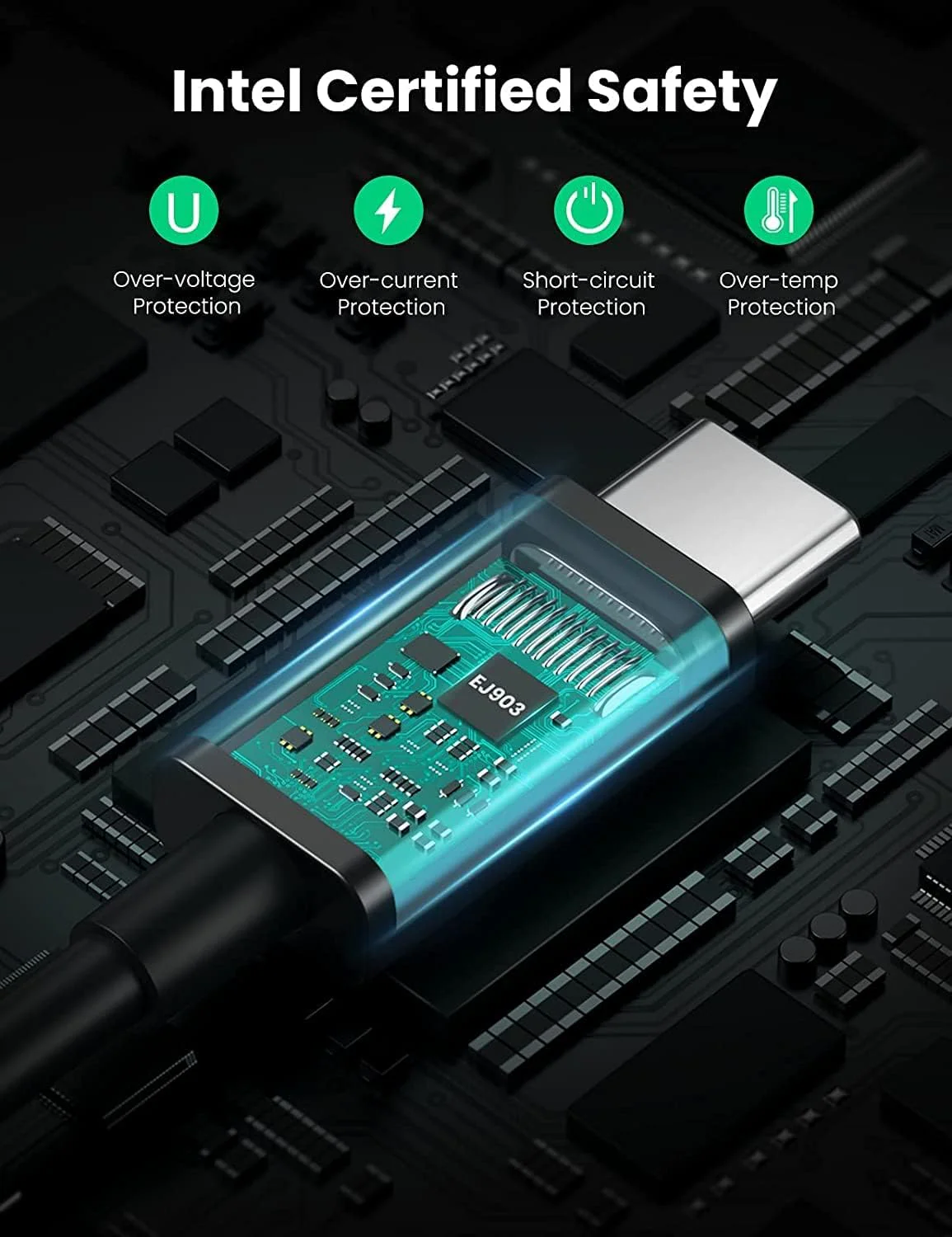 Ugreen Thunderbolt 4 Type C Male To Male Cable - 0.8M (Black) (US501/30389) - Image 4