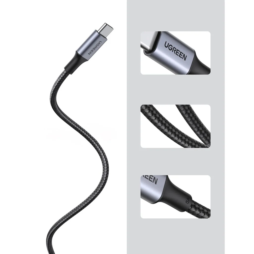 Ugreen Type C 2.0 Male to Type C 2.0 Male 5A Data Cable - 0.5m (Black) (US316/20478) - Image 6