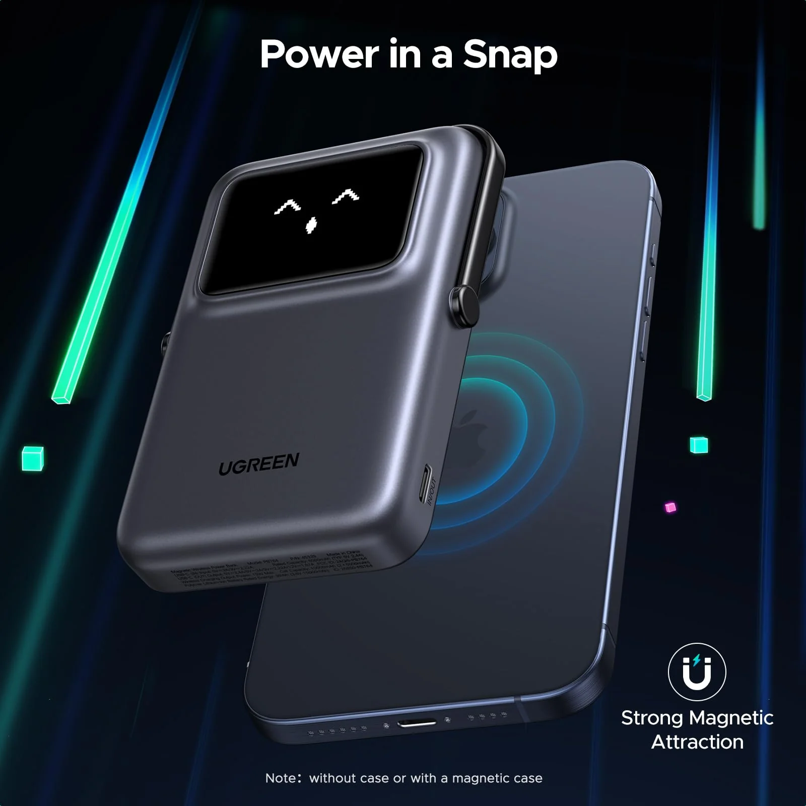 Ugreen Uno 10000mAh Mini Magnetic Wireless 20W Power Bank with Built-in Stand (Gray, Purple) (PB572/45327, 45328) - Image 2