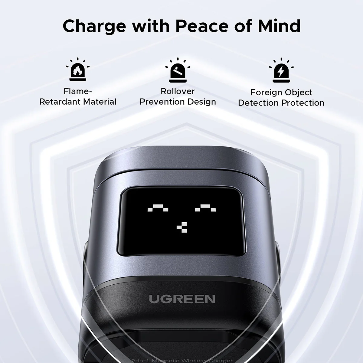 Ugreen Uno Robot 2-in-1 15W Magnetic Wireless Charger for iPhone & AirPods (W709/45775) - Image 4