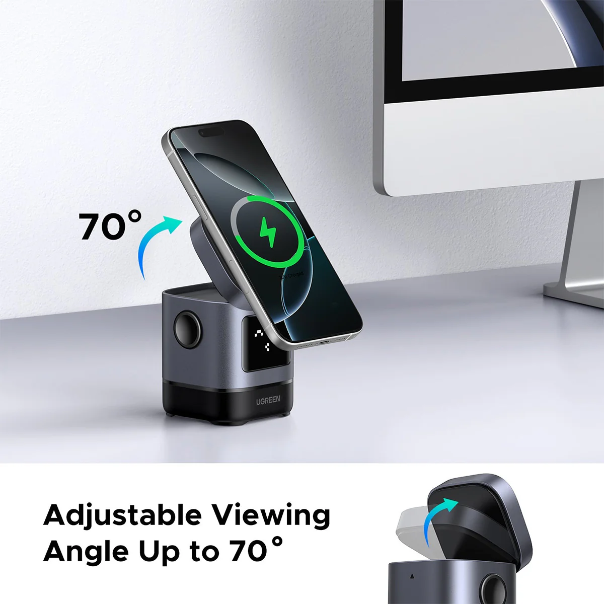 Ugreen Uno Robot 2-in-1 15W Magnetic Wireless Charger for iPhone & AirPods (W709/45775) - Image 5