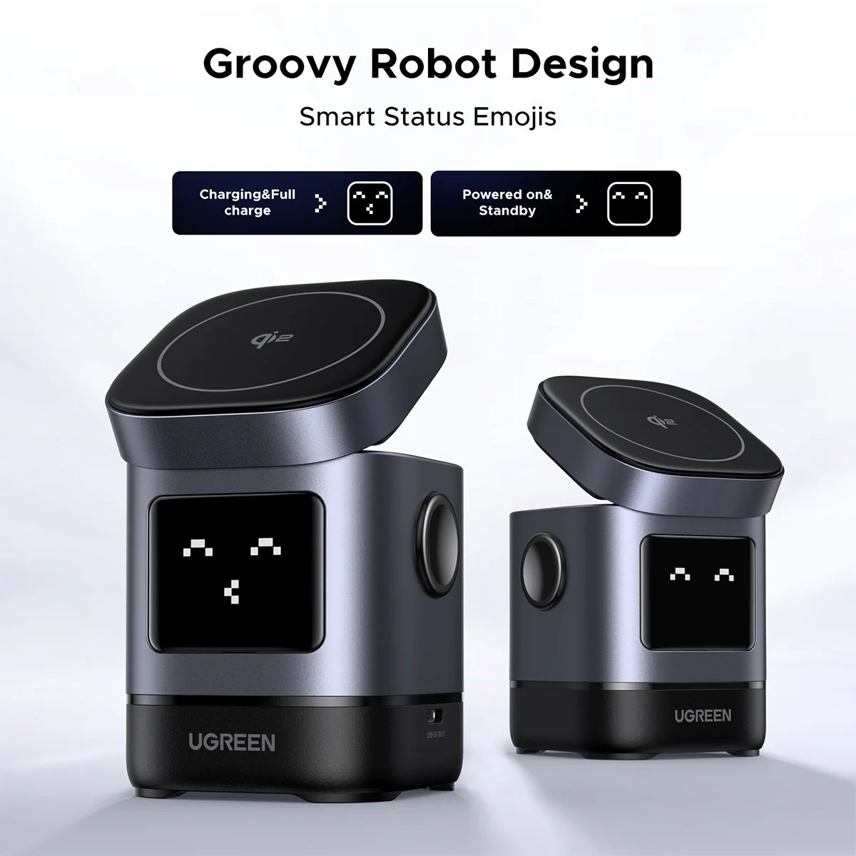Ugreen Uno Robot 2-in-1 15W Magnetic Wireless Charger for iPhone & AirPods (W709/45775) - Image 8