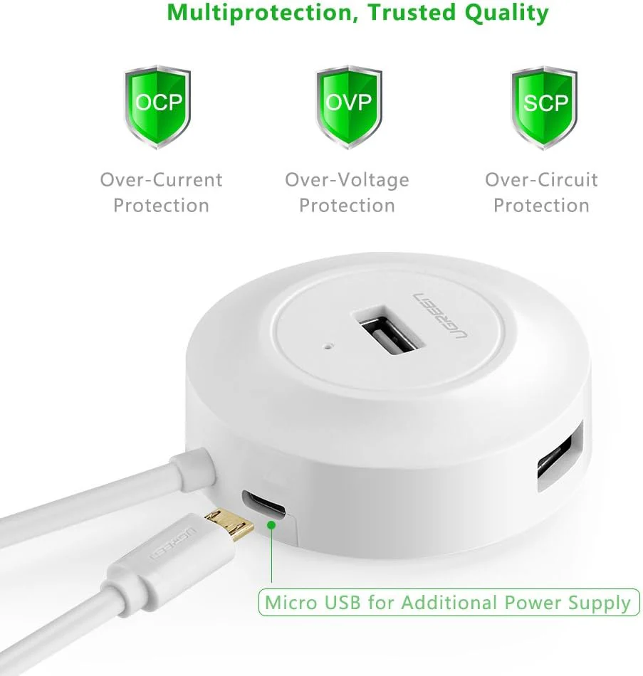 UGreen USB 2.0 4-Ports Hub - 1M (White) (CR106/20270) - Image 5