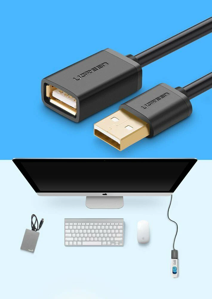 UGreen USB 2.0 A Male To Female Extension Cable - 1m (Black) (US103/10314) - Image 5