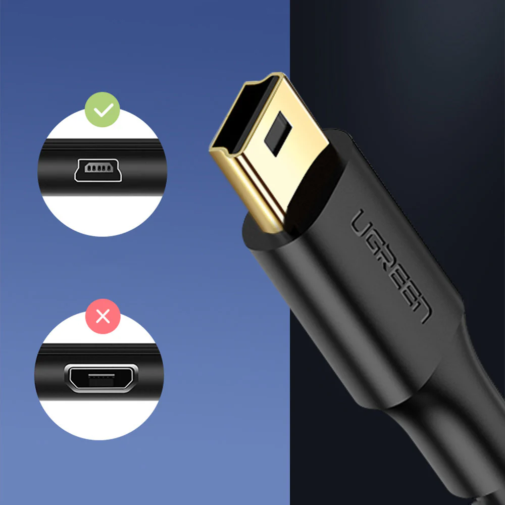 UGreen USB 2.0 A Male To Mini Usb 5 Pin Male Cable - 0.5m (Black) (US132/10354) - Image 9