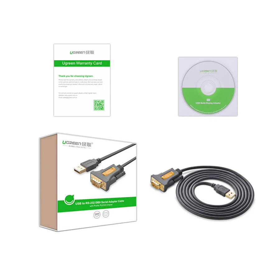 UGreen USB 2.0 A TO DB9 RS-232 Male Adapter Cable - 2m (Black) (CR104/20222) - Image 3