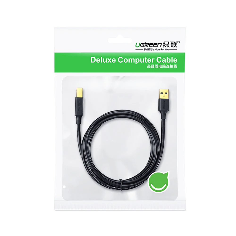 UGreen USB 2.0 AM To BM Print Cable - 1m (Black) (US135/20846) - Image 3