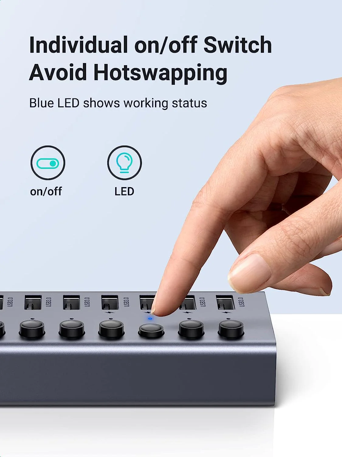 UGreen USB 3.0 7-Port Hub (Gray) (CM481/90305) - Image 3