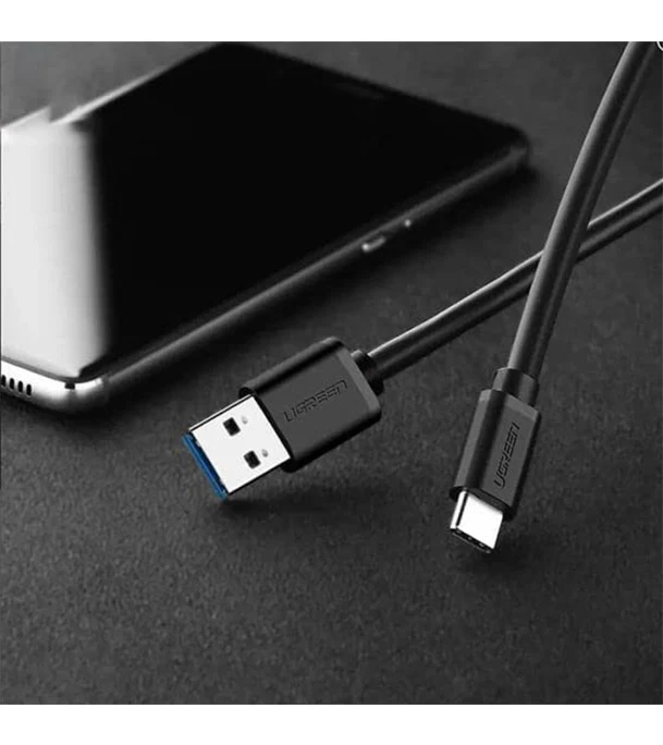 UGreen USB 3.0 Male To Type-C Male Cable Nickel Plating - 2m (Black) (US184/20884) - Image 4
