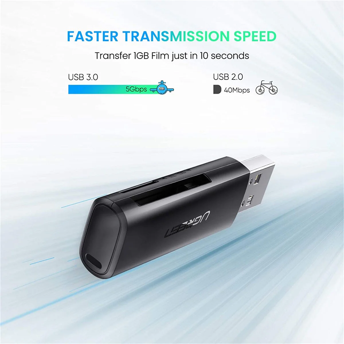 UGreen USB 3.0 Multifunction Card Reader For TF/SD - (Black) (CM264/60722) - Image 3