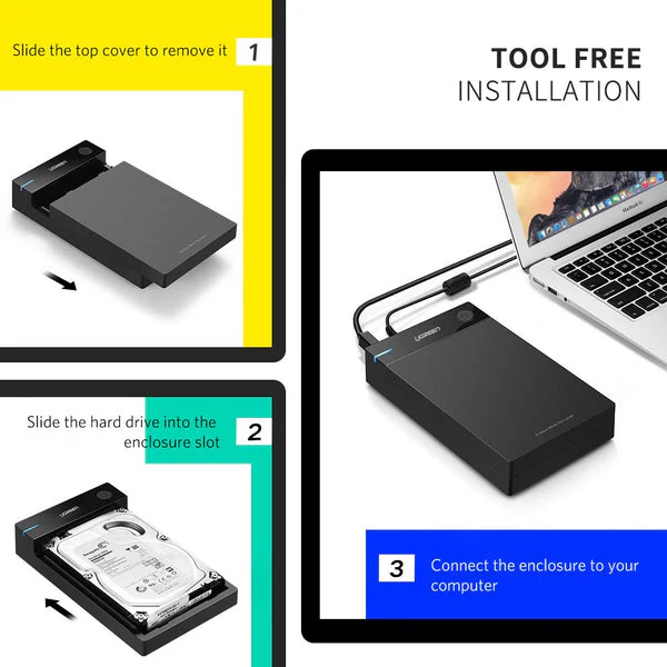 Ugreen USB 3.0 TO 3.5-Inch SATA External Hard Drive Enclosure (US22/50423) - Image 7