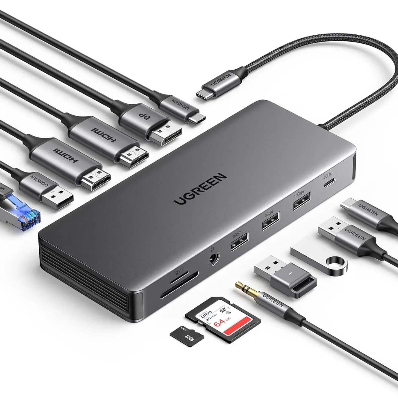 UGreen USB-C 13-In-1 Multifunction Adapter (Grey) (CM681/15978) - Image 4